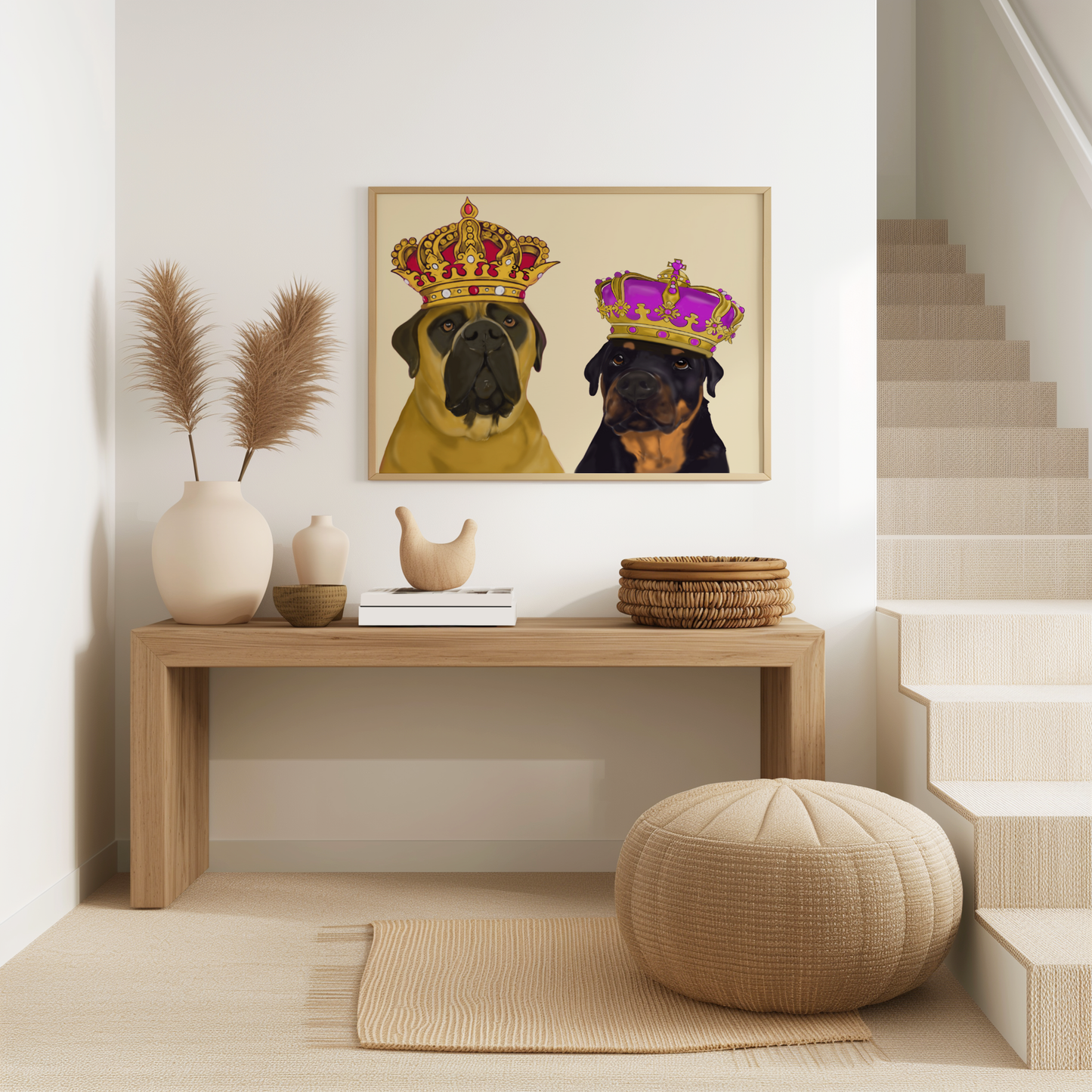 Royalty Pets Custom Pet Portrait 2 Pet Headshot With Crown