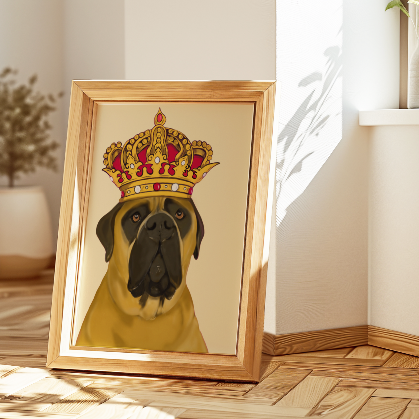 Royalty Pets Custom Pet Portrait 1 Pet Headshot With Crown