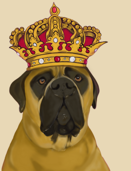 Royalty Pets Custom Pet Portrait 1 Pet Headshot With Crown