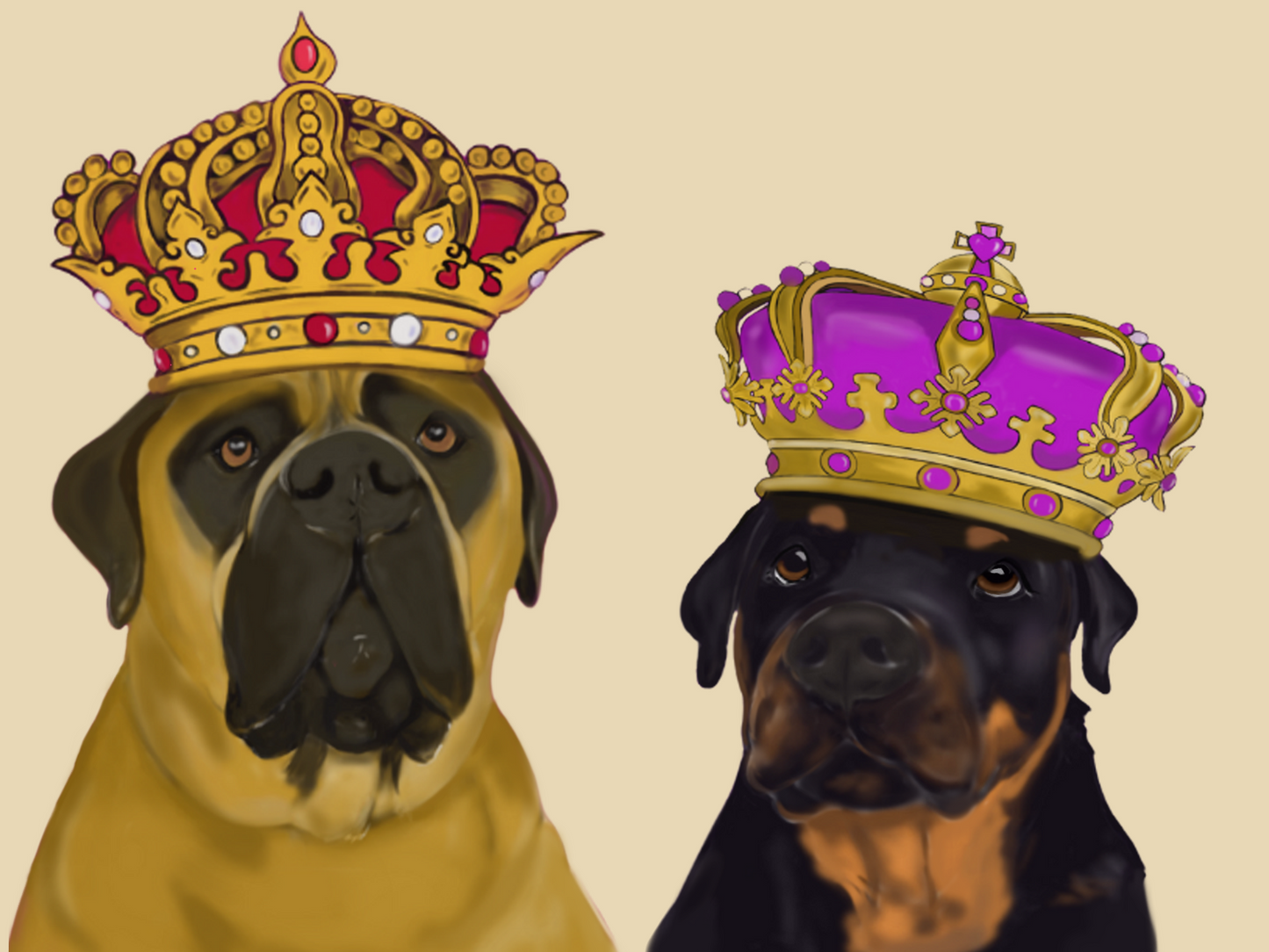 Royalty Pets Custom Pet Portrait 1 Pet Headshot With Crown