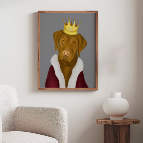 Royalty Pets Custom Pet Portrait 1 Pet Headshot With Crown