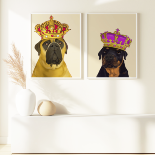 Royalty Pets Custom Pet Portrait 1 Pet Headshot With Crown