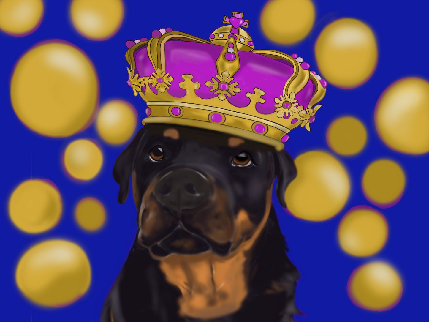 Royalty Pets Custom Pet Portrait 2 Pet Headshot With Crown